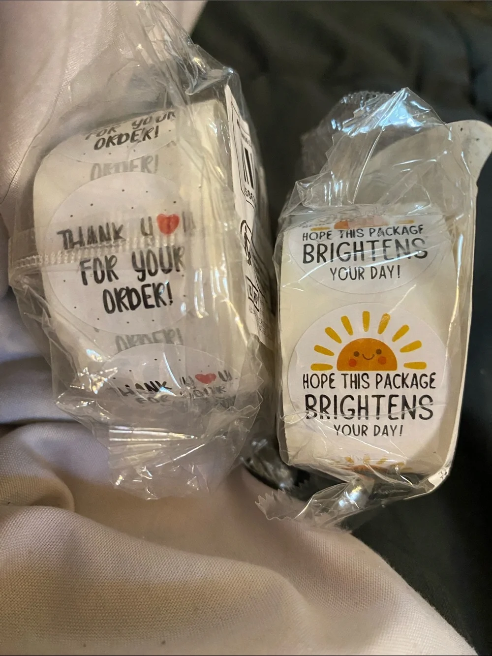 1000 Cute 'Hope This Package Brightens Your Day' Sticker Roll - Sun Design and H